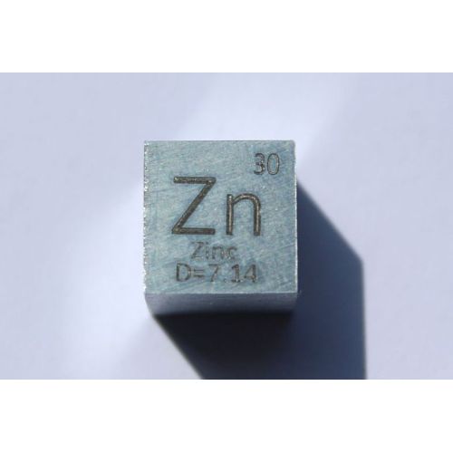 Zink Metaal Kubus Zn 10x10mm gepolijst 99,99% Zuiverheid kubus