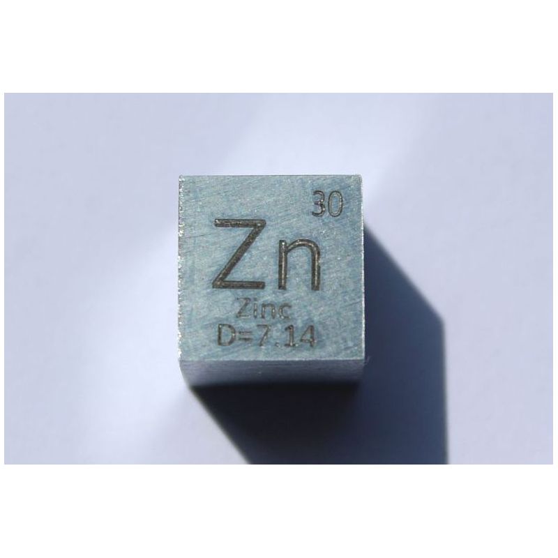 Zink Metaal Kubus Zn 10x10mm gepolijst 99,99% Zuiverheid kubus