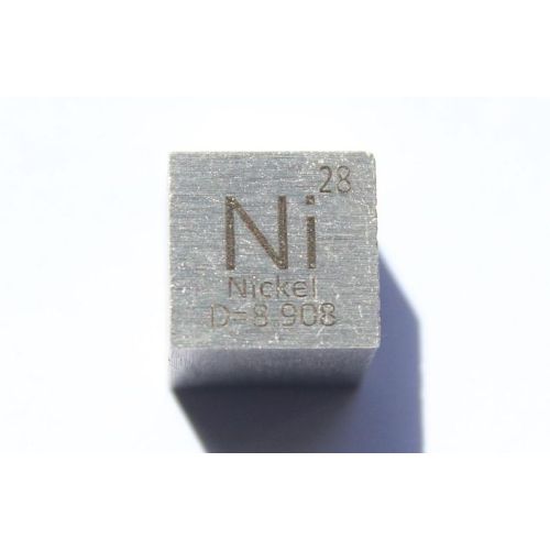 Nikkel metalen kubus 10x10mm gepolijst 99,6% zuiverheid kubus