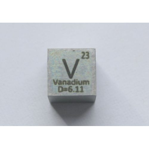 Vanadium V metaal kubus 10x10mm gepolijst 99,9% zuiverheid kubus