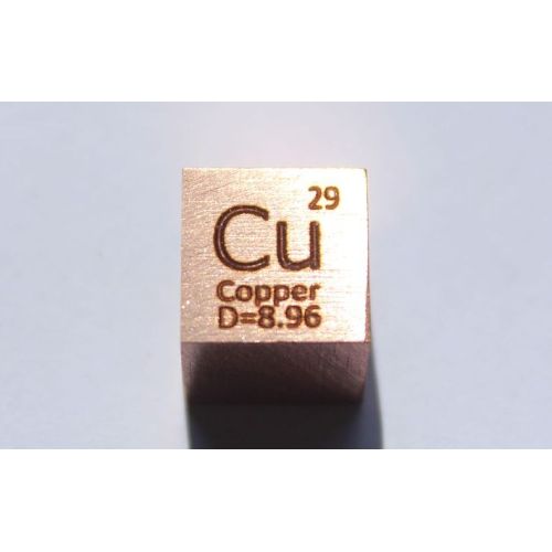 Koper Cu metalen kubus 10x10mm gepolijst 99,95% zuiverheid kubus