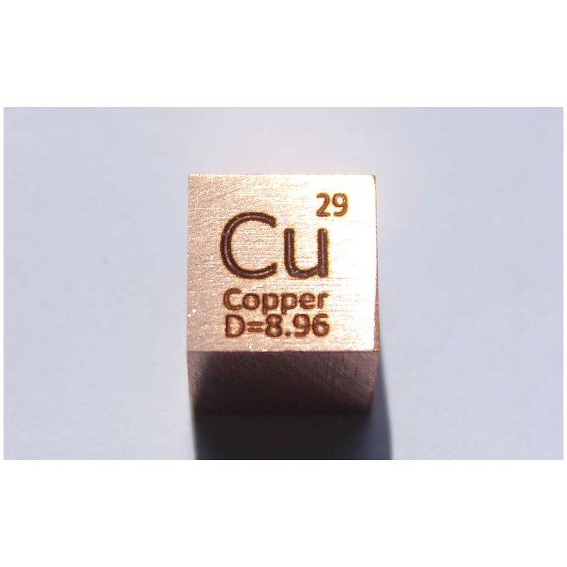 Koper Cu Metaal Kubus 10x10mm gepolijst 99,95% Zuiverheid kubus