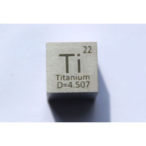 Titanium Ti metalen kubus 10x10mm gepolijst 99,5% zuiverheid kubus