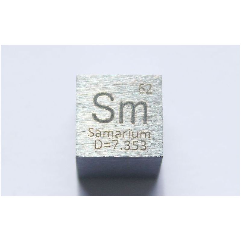 Samarium Sm metaal kubus 10x10mm gepolijst 99,95% zuiverheid kubus