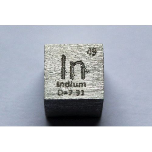 Indium In metalen kubus 10x10mm gepolijst 99,995% zuiverheid kubus