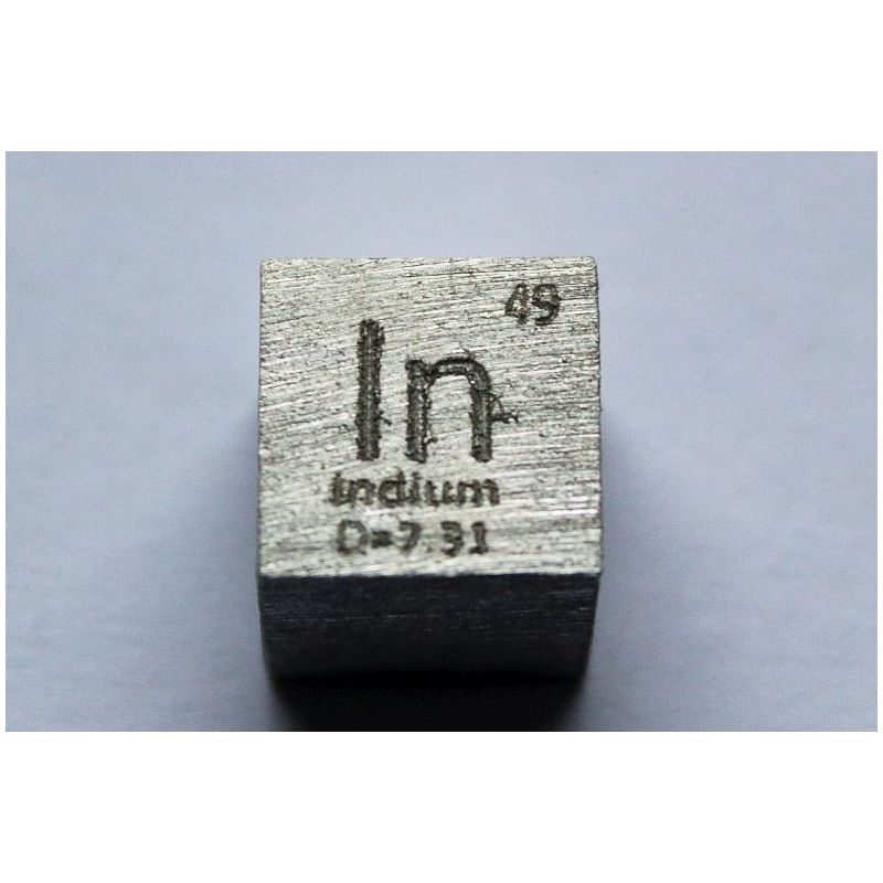 Indium In Metaal Kubus 10x10mm gepolijst 99,995% Zuiverheid kubus
