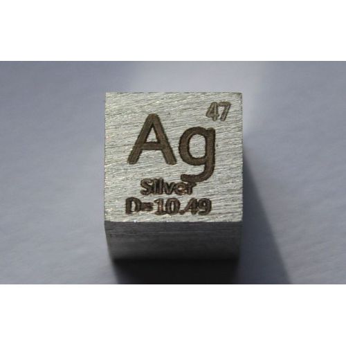 Zilver Ag metaal kubus 10x10mm gepolijst 99,99% zuiverheid kubus
