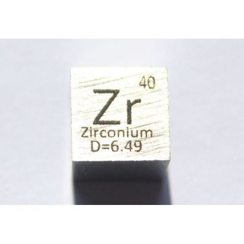 Zirkonium Zr metalen kubus 10x10mm gepolijst 99,2% zuiverheid kubus