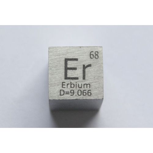 Erbium Er metaal kubus 10x10mm gepolijst 99,9% zuiverheid kubus