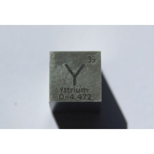 Yttrium Y metaal kubus 10x10mm gepolijst 99,9% zuiverheid kubus