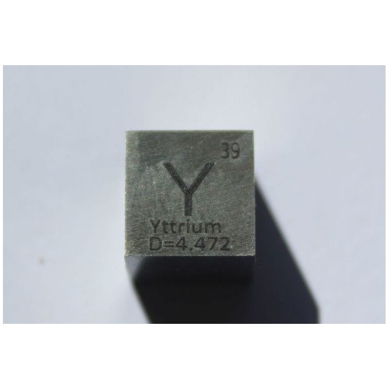 Yttrium Y metaal kubus 10x10mm gepolijst 99,9% zuiverheid kubus