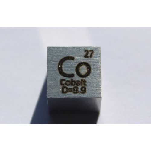 Kobalt Co metaal kubus 10x10mm gepolijst 99,96% zuiverheid kubus