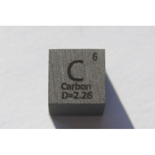 Koolstof C metaal kubus 10x10mm gepolijst 99,9% zuiverheid kubus