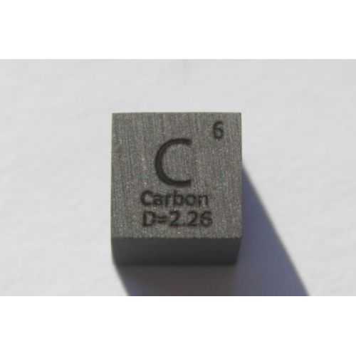Koolstof C metalen kubus 10x10mm gepolijst 99,9% zuiverheid kubus