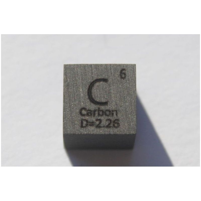 Koolstof C metaal kubus 10x10mm gepolijst 99,9% zuiverheid kubus